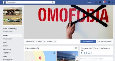 La pagina Facebook di Baia di Maui