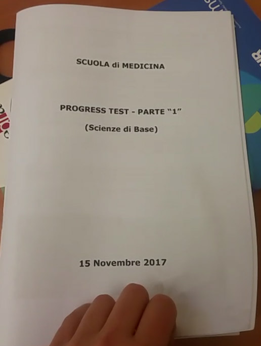 La copertina del progress test in questione