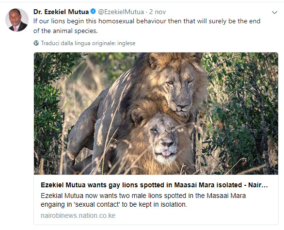 Uno dei tweet di Mutua sulla vicenda